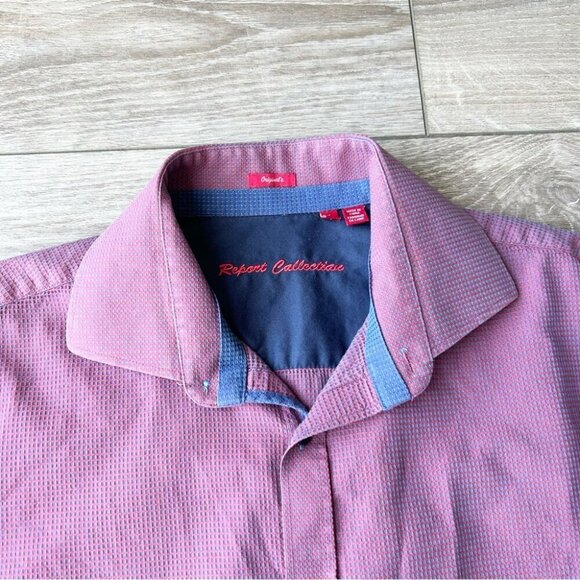 Report Collection Purple Waffle Pattern Pattern Button Down  Shirt - Picture 9 of 16